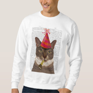 Tortoiseshell Cat with Party Hat Sweatshirt