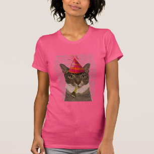 Tortoiseshell Cat with Party Hat T-Shirt