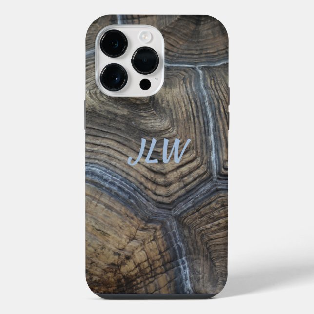 Tortoiseshell faux Natural with Initials Classy iPhone Case (Back)