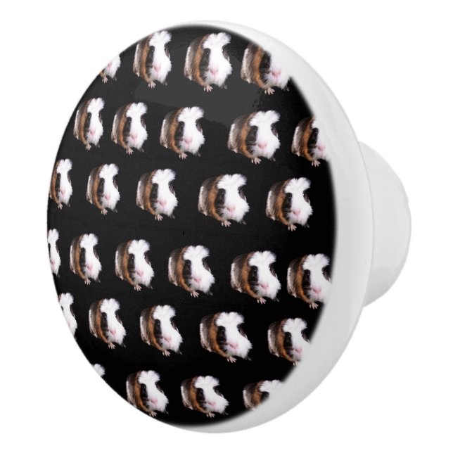Tortoiseshell Guinea Pigs Ceramic Door Knob. Knob (Right)