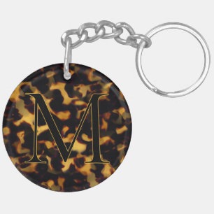 Tortoiseshell Initial Keychain Custom Letter
