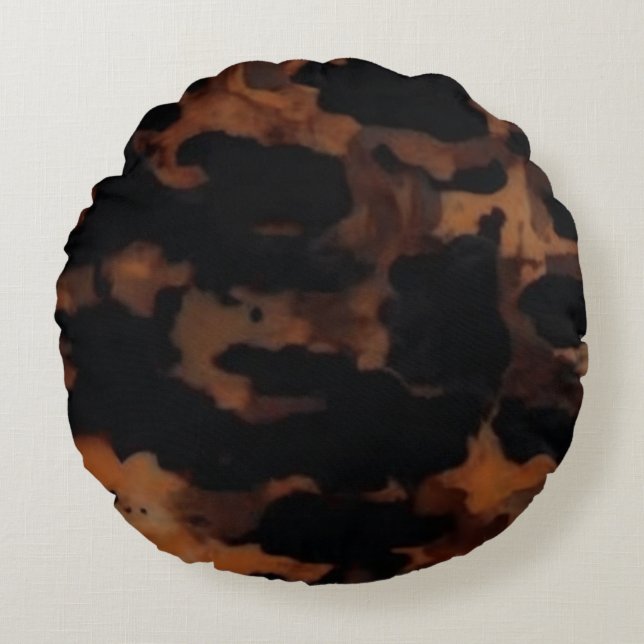 Tortoiseshell Seamless Pattern, Chic TortoiseShell Round Cushion (Front)