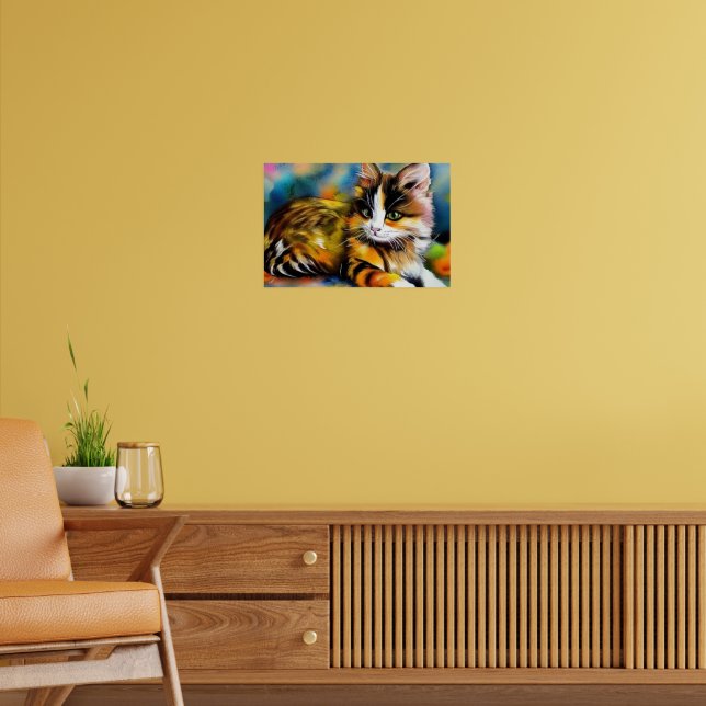 Tortoiseshell Tabby | Artistic Aquarelle | Bright  Poster (Living Room 2)