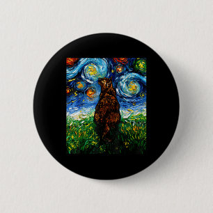 Tortoiseshell Tortie Starry Night Kitty Cat Art By 6 Cm Round Badge