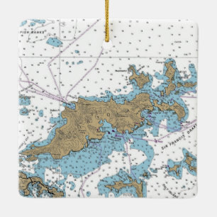 Tortola BVI Chart Ceramic Ornament