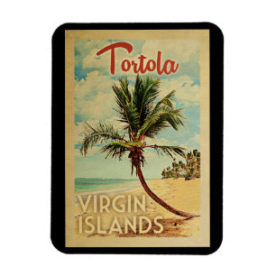Tortola Palm Tree Vintage Travel Magnet