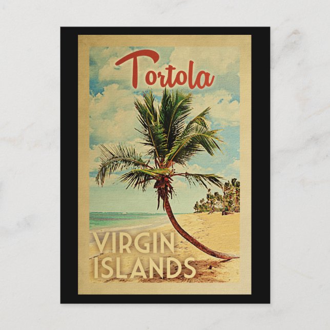 Tortola Palm Tree Vintage Travel Postcard (Front)