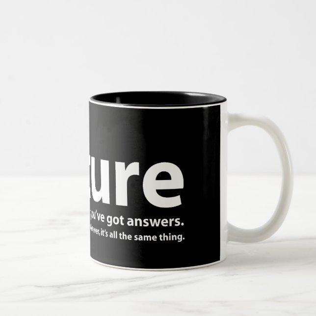 Torture - we've got questions, you've got answers Two-Tone coffee mug (Right)
