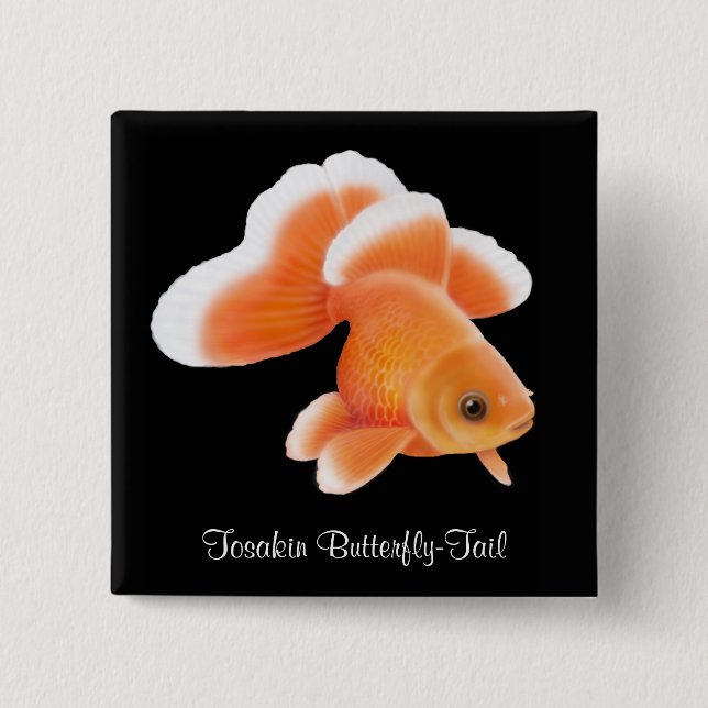 Tosakin Butterfly Tail Goldfish 15 Cm Square Badge (Front)