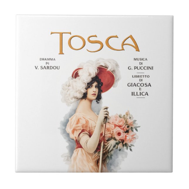 Tosca Opera Vintage - Puccini Opera Poster Design Tile (Front)