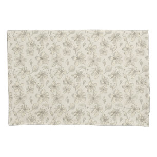 Tossed Blossoms on Light Sand - seamless pattern. Pillowcase