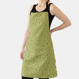 Tossed Floral Wildflowers on Chartreuse Green Apron
