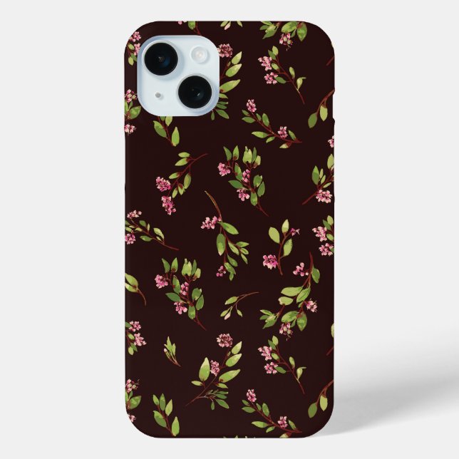 Tossed Floral Wildflowers on Chocolate Brown Case-Mate iPhone Case (Back)