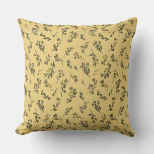 Tossed Floral Wildflowers on Jonquil Yellow Cushion