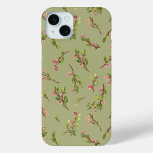 Tossed Floral Wildflowers on Pistachio Green iPhone 15 Mini Case