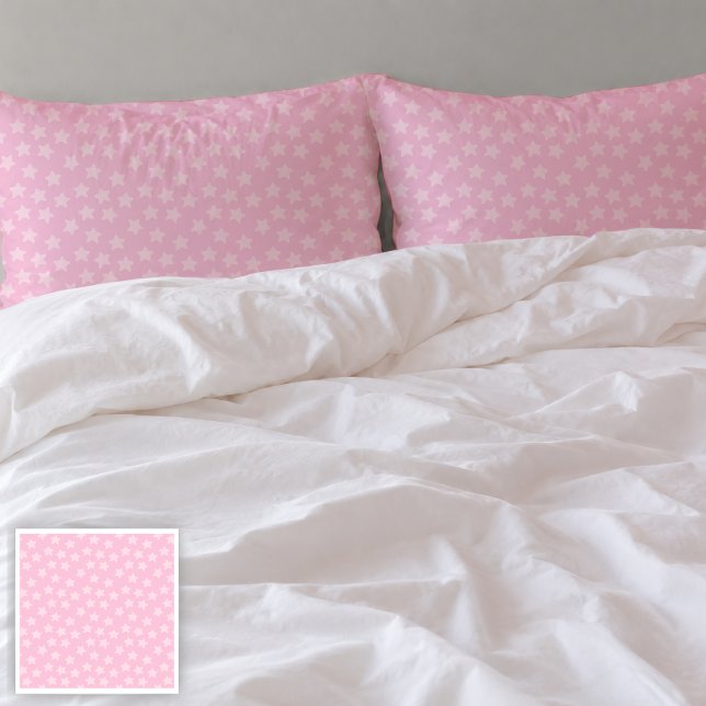 Tossed Pink Stars Pillow Cases (Cover Image)