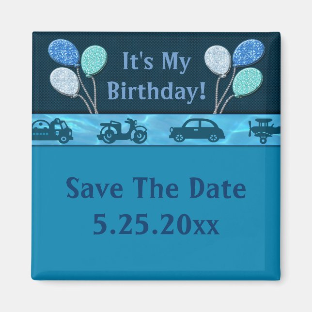 Total Birthday Boy In Blue Save Date Magnet (Front)
