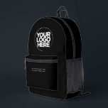 Total black | Personalised Corporate Logo and Text Printed Backpack<br><div class="desc">Total black | Personalised Corporate Logo and Text Modern Business Printed Backpack</div>