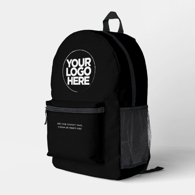 Total black | Personalised Corporate Logo and Text Printed Backpack (Back Corner Right)