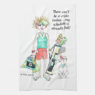 Total Chaos "There can't be a crisis today" Tea Towel