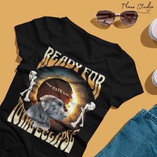 Total Eclipse 2024 Editable Date Cute Dog Vintage  T-Shirt