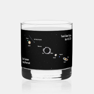 Total Eclipse 2024 Solar System Family Portrait  Whiskey Glass