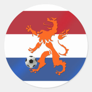 Total football soccer Oranje Dutch lion Classic Round Sticker