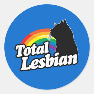 TOTAL LESBIAN CAT -.png Classic Round Sticker