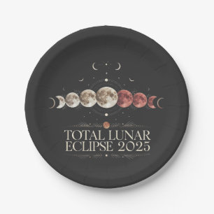 Total Lunar Eclipse 2025 Astronomy Northwest USA Paper Plate