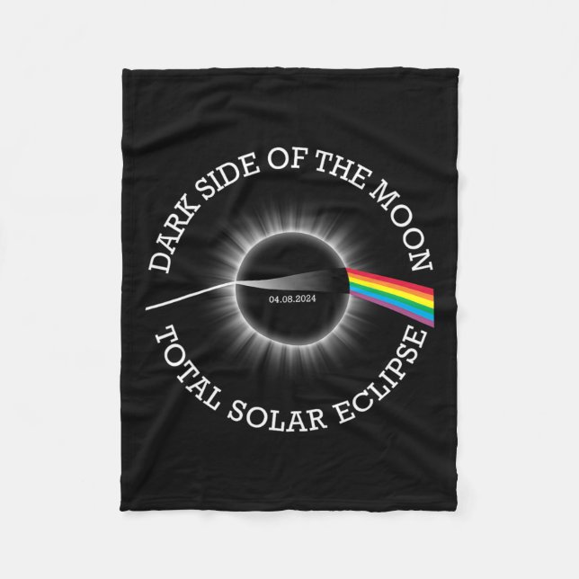 Total Solar Eclipse 04 08 24 Rainbow Totality Dark Fleece Blanket (Front)