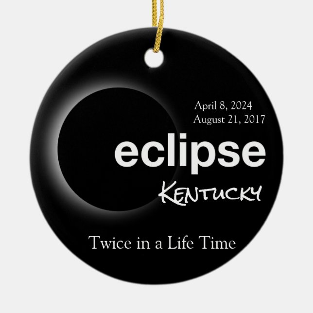 Total Solar Eclipse 2017 2024 - kentucky Ceramic Tree Decoration (Front)