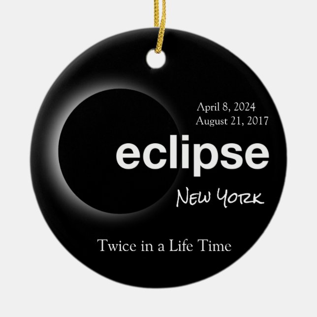 Total Solar Eclipse 2017 2024 New York Ceramic Tree Decoration (Front)