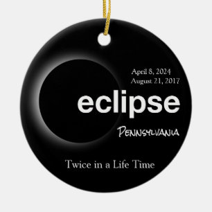 Total Solar Eclipse 2017 2024 Pennsylvania  Ceramic Tree Decoration
