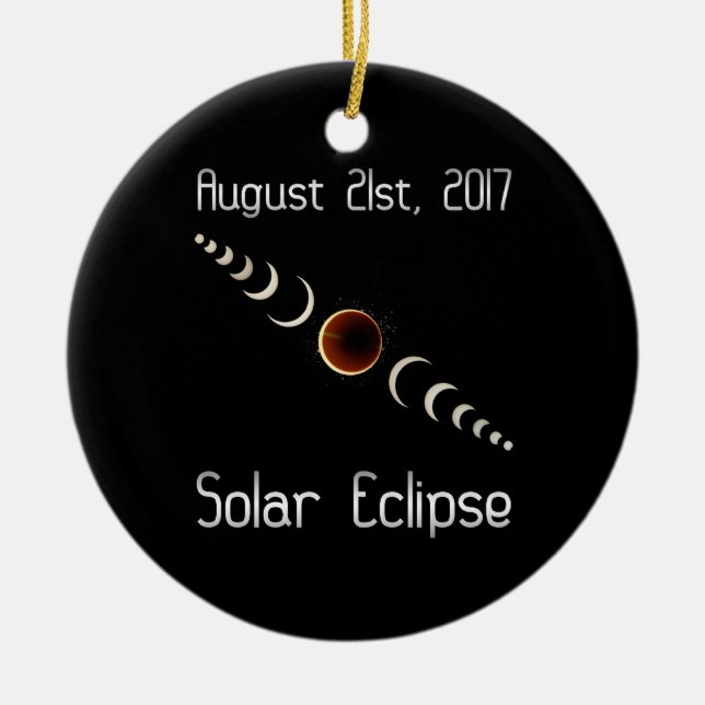 Total Solar Eclipse 2017 Ceramic Tree Decoration (Front)