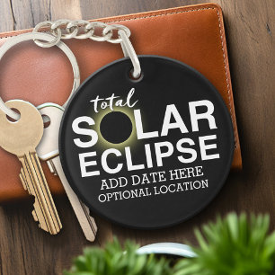 Total Solar Eclipse 2017 - Custom Date & Location Key Ring