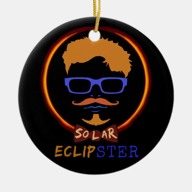 Total Solar Eclipse 2017 Funny Hipster Custom Text Ceramic Tree Decoration (Front)