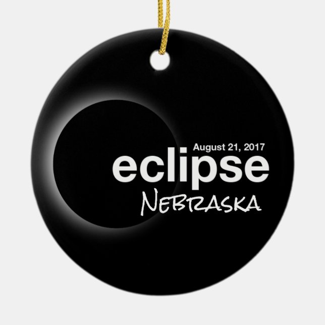 Total Solar Eclipse 2017 - Nebraska Ceramic Tree Decoration (Front)