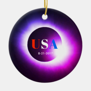 Total Solar Eclipse 2017 - USA Ceramic Tree Decoration