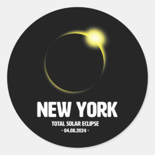 Total Solar Eclipse 2024 04.08.24 New York  Classic Round Sticker
