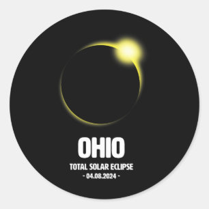 Total Solar Eclipse 2024 04.08.24 Ohio  Classic Round Sticker