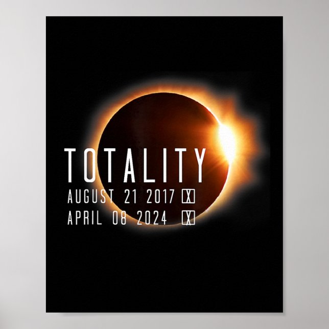 Total Solar Eclipse 2024 2017 Totality Twice In A  Poster (Front)