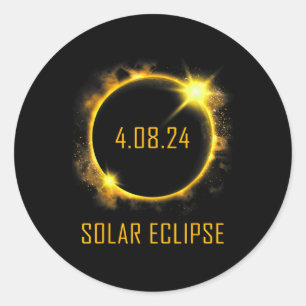 Total Solar Eclipse 2024 April 04.08.24  Classic Round Sticker