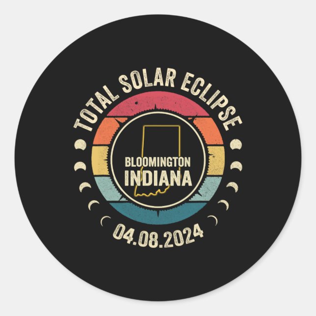 Total Solar Eclipse 2024 April 04.08.24  Classic Round Sticker (Front)