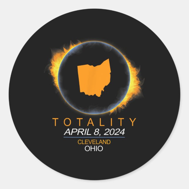 Total Solar Eclipse 2024 April 8  Classic Round Sticker (Front)