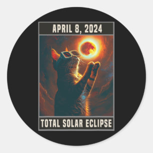 Total Solar Eclipse 2024 April 8 Gles Men Women  Classic Round Sticker