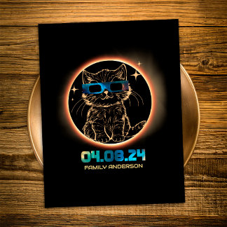 Total Solar Eclipse 2024 Cat Solar Eclipse Glasses Postcard