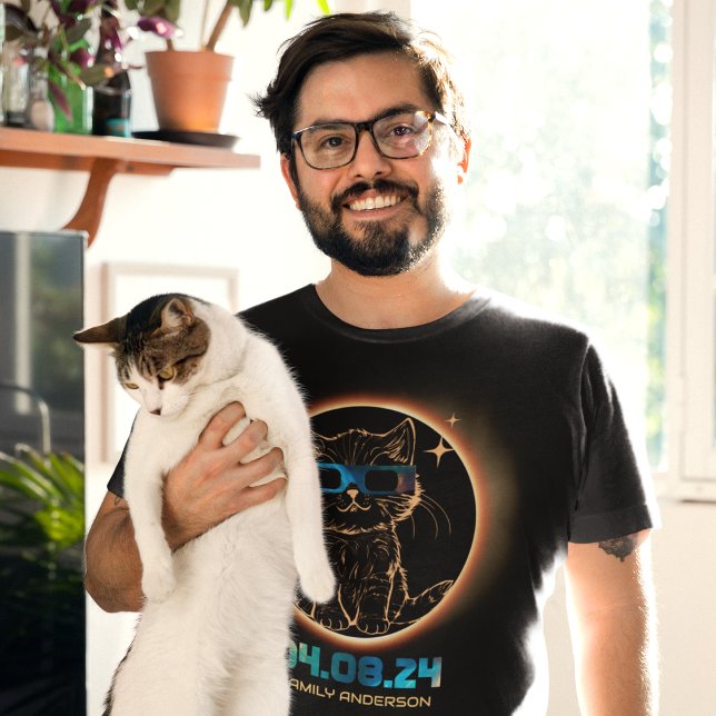 Total Solar Eclipse 2024 Cat Solar Eclipse Glasses T-Shirt (Creator Uploaded)
