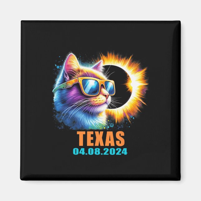 Total Solar Eclipse 2024 Cat Solar Eclipse Gles  Magnet (Front)