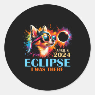 Total Solar Eclipse 2024 Chihuahua Dog I Was There Classic Round Sticker