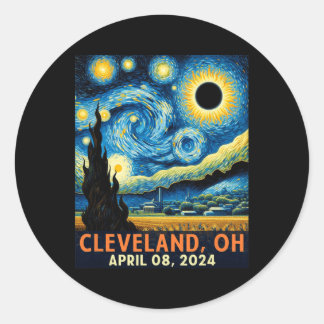 Total Solar Eclipse 2024 Cleveland Ohio Starry Nig Classic Round Sticker